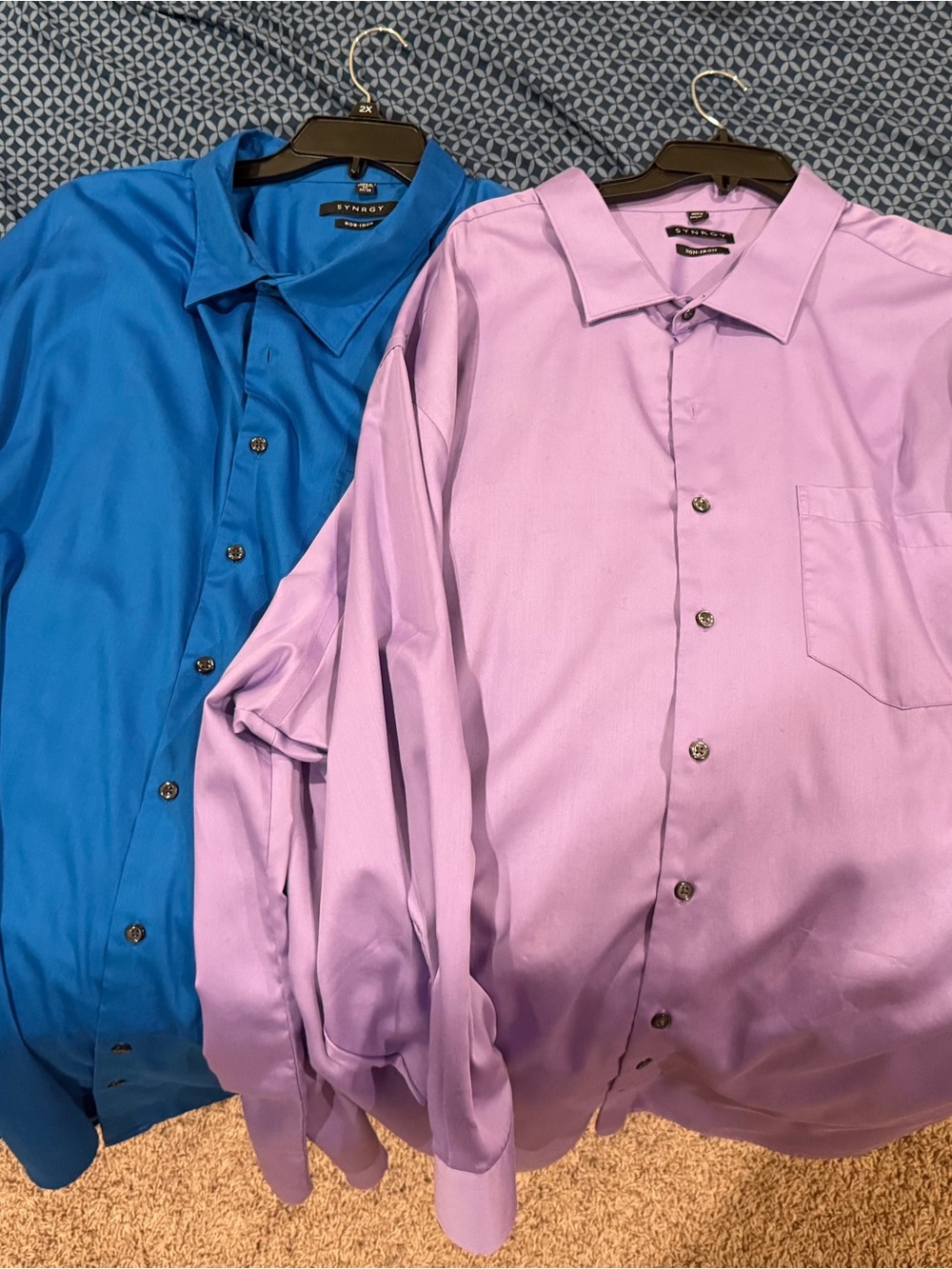 SYNRGY Men’s Big & Tall 2-Pack Dress Shirts 22 37/38 Non-Iron
